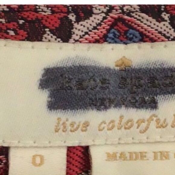 kate spade Red Runway Medallion Jacquard Kick Flare Leg Trousers Size 0 - Picture 7 of 8